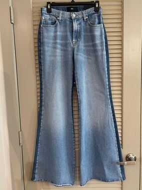 7 For All Mankind Two-Tone Retro Flare Jeans